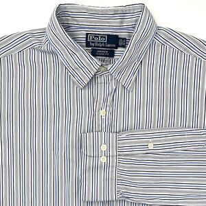 Ralph Lauren Blue Stripe Andrew Classic‎ Fit Long Sleeve Men's Shirt Size XL